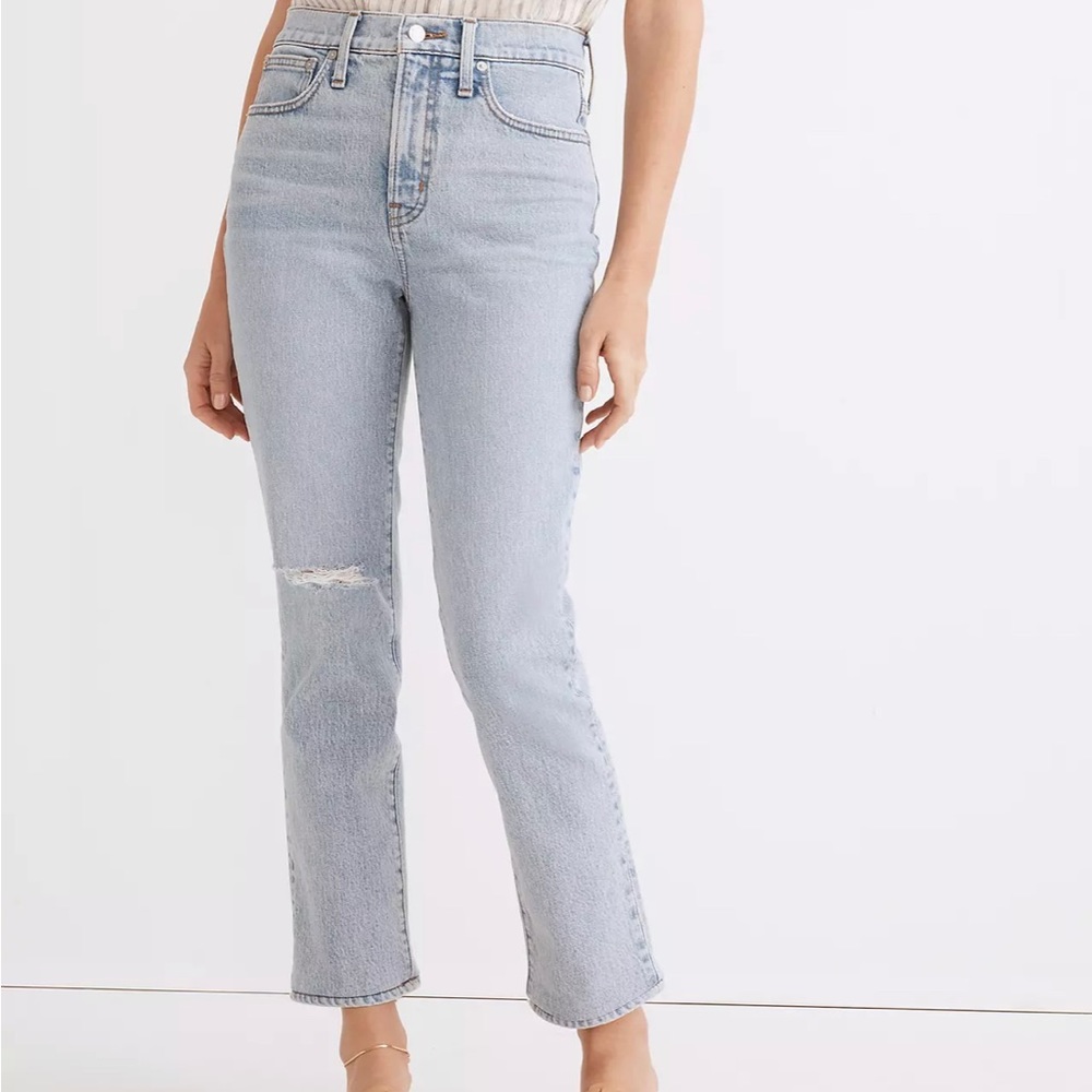 Madewell jeans w/ ripped knee NWT The Perfect Vintage Crop Jean in Sudbury Wash